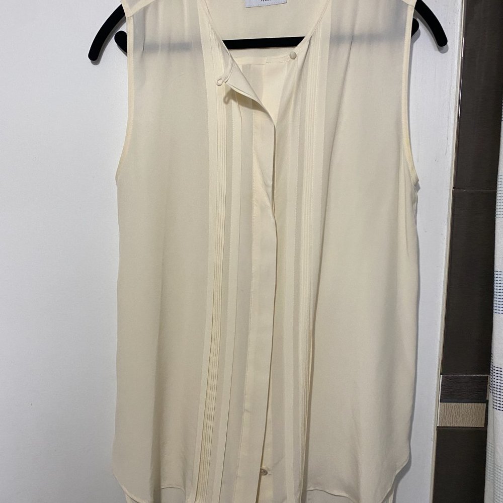 Equipment Cream White Silk Shirt Size L